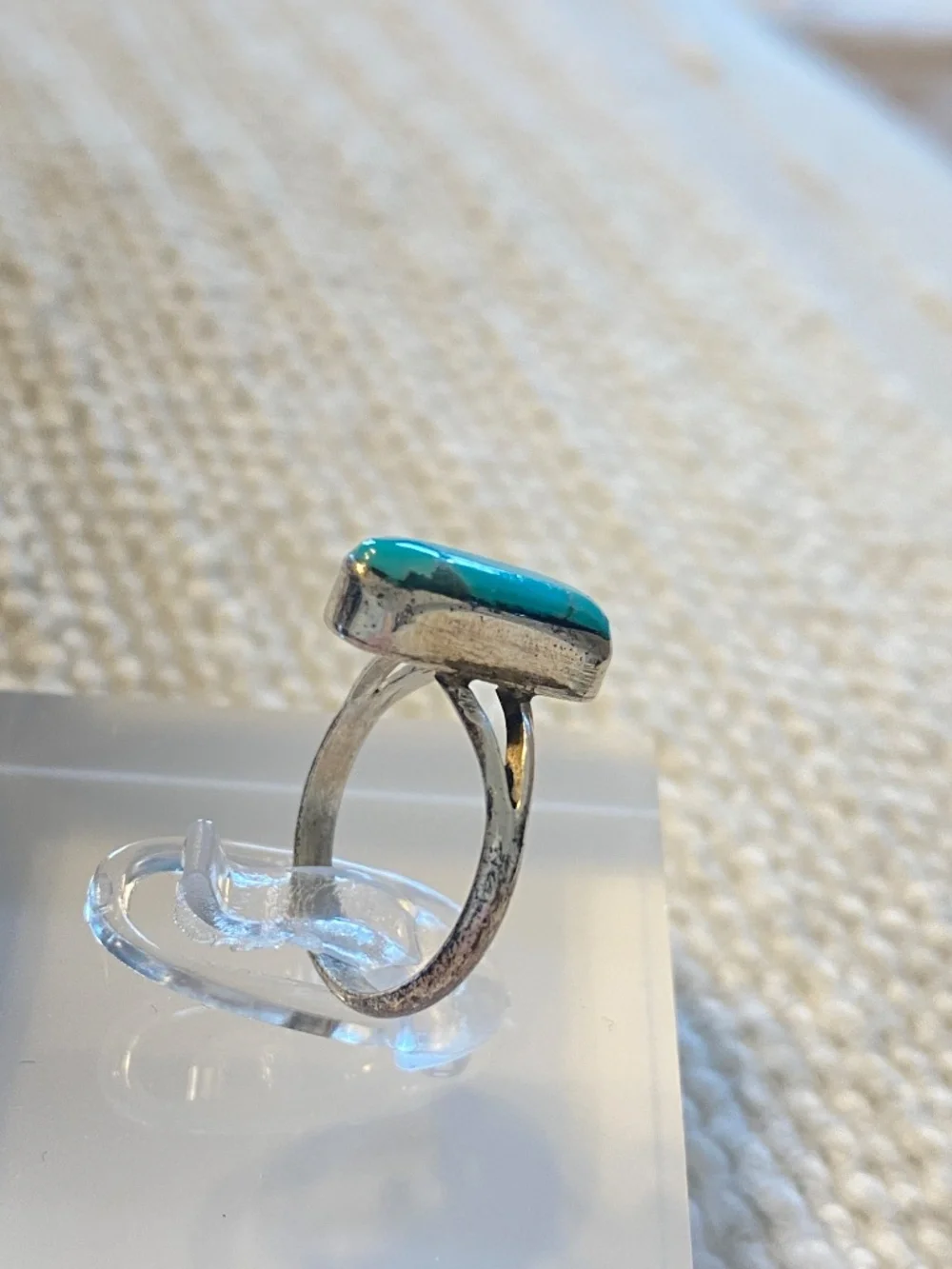 Vintage Sterling Silver Turquoise Pinky Child Ring Southwestern Old Handmade